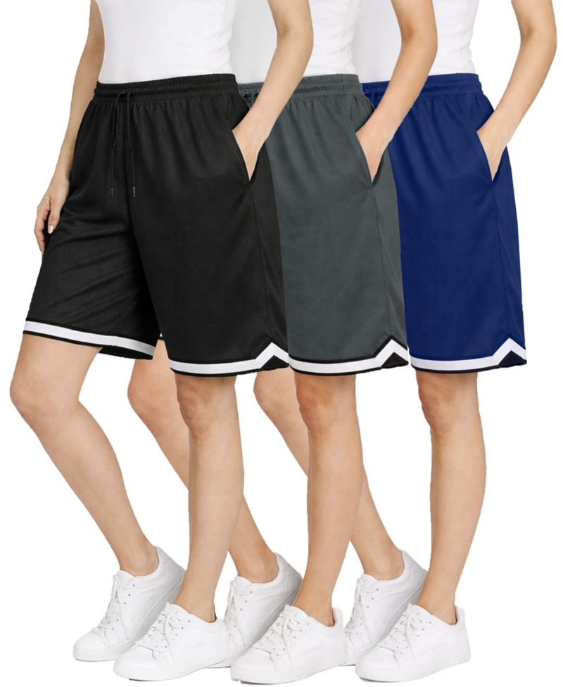 Women's Loose Fit Moisture-Wicking Performance Shorts-3 Pack