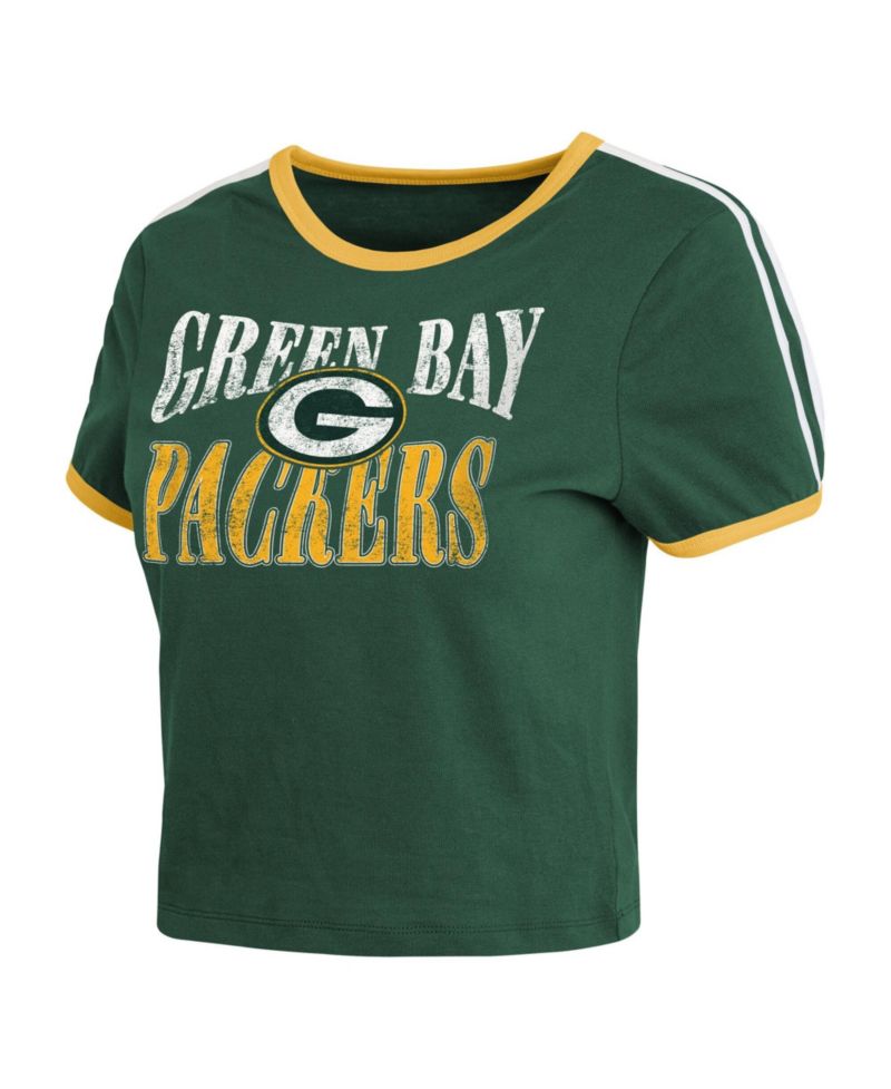 Women's Green Bay Packers Cropped Throwback Cotton-Blend T-Shirt