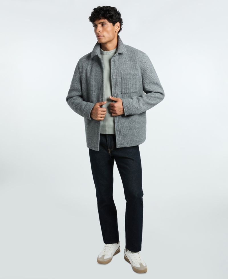 Men's Fully Lined Knit Shirt Jacket