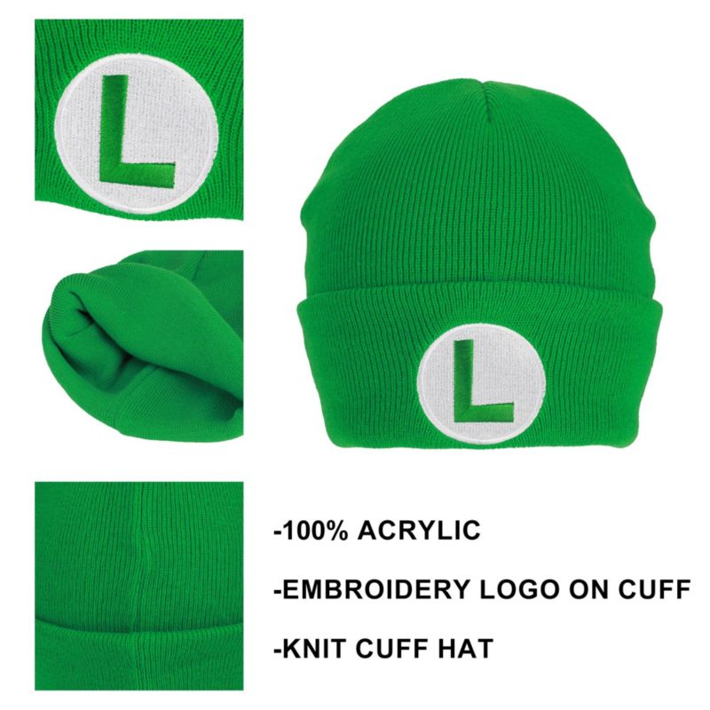 Men's Luigi Logo Embroidery Standard Cuff Acrylic Knit Beanie Cuff Beanie