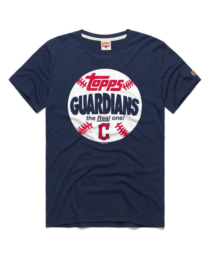 Men's Cleveland Guardians MLB x Topps Baseball The Real One Tri-Blend Classic-Fit T-Shirt