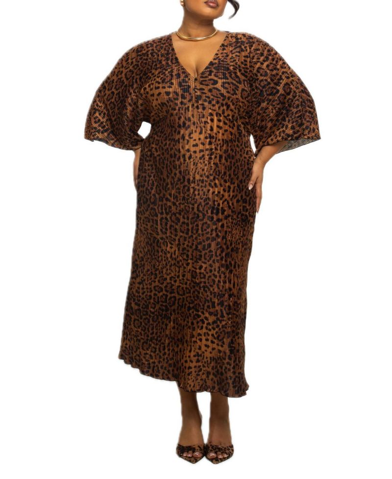 Women's Leopard Print Midi Dress