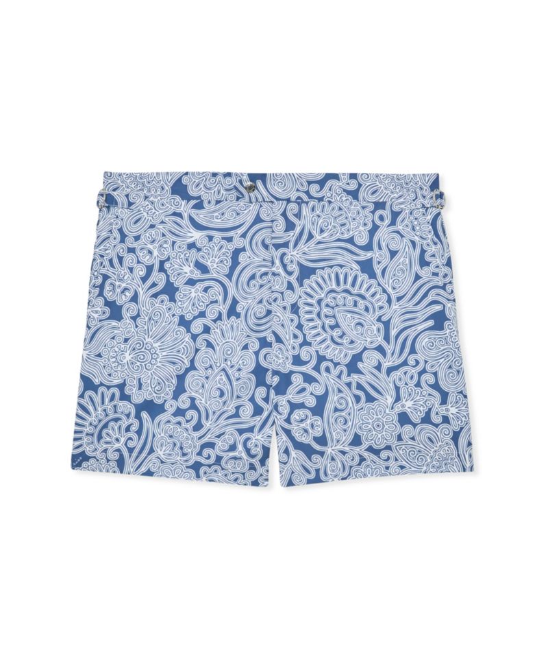 Men's Fallow Paisley-Print Side-Adjuster Swim Shorts, 5" Inseam