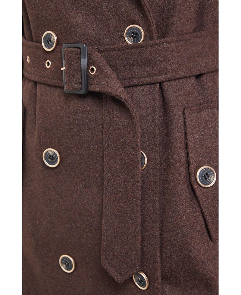 Women's Wool Mix Belted Trench Coat