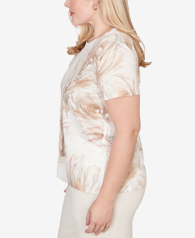 Petite Natural Wonder Feather Print Short-Sleeve T-Shirt