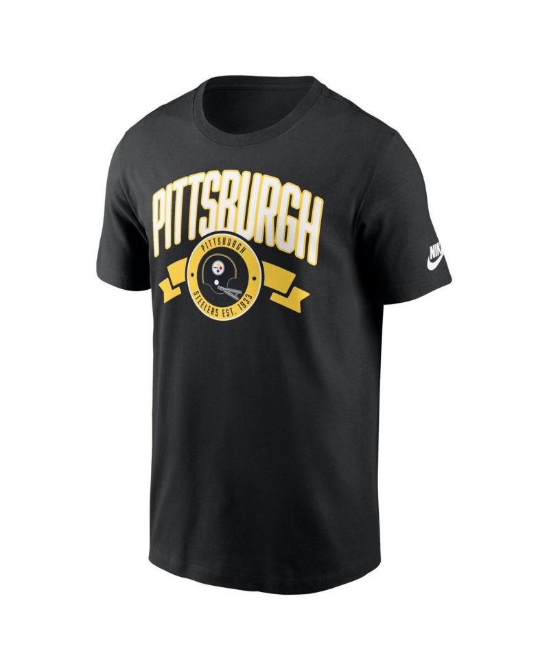 Men's Black Pittsburgh Steelers Rewind Front and Back Hit Essential T-Shirt