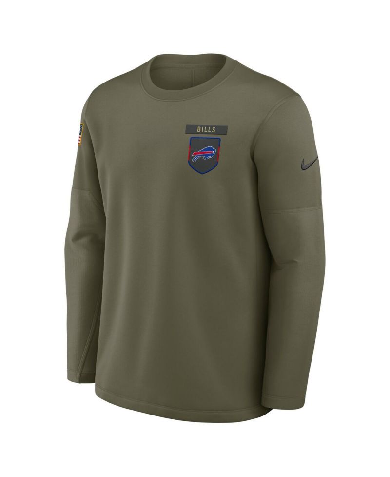 Men's Olive Buffalo Bills 2025 Salute to Service Sideline Coaches Therma-FIT Long Sleeve T-Shirt