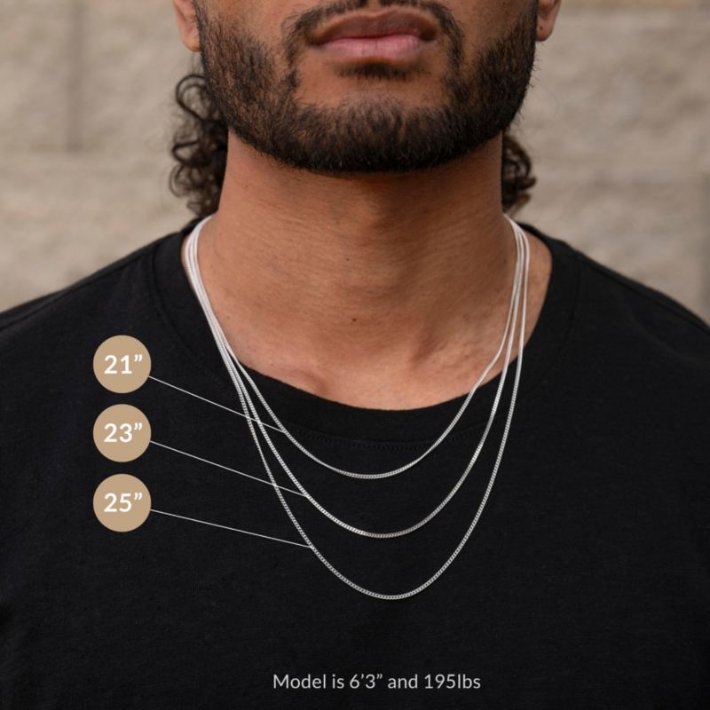Men's Micro Cuban Chain 2.2mm Silver 22in Chain
