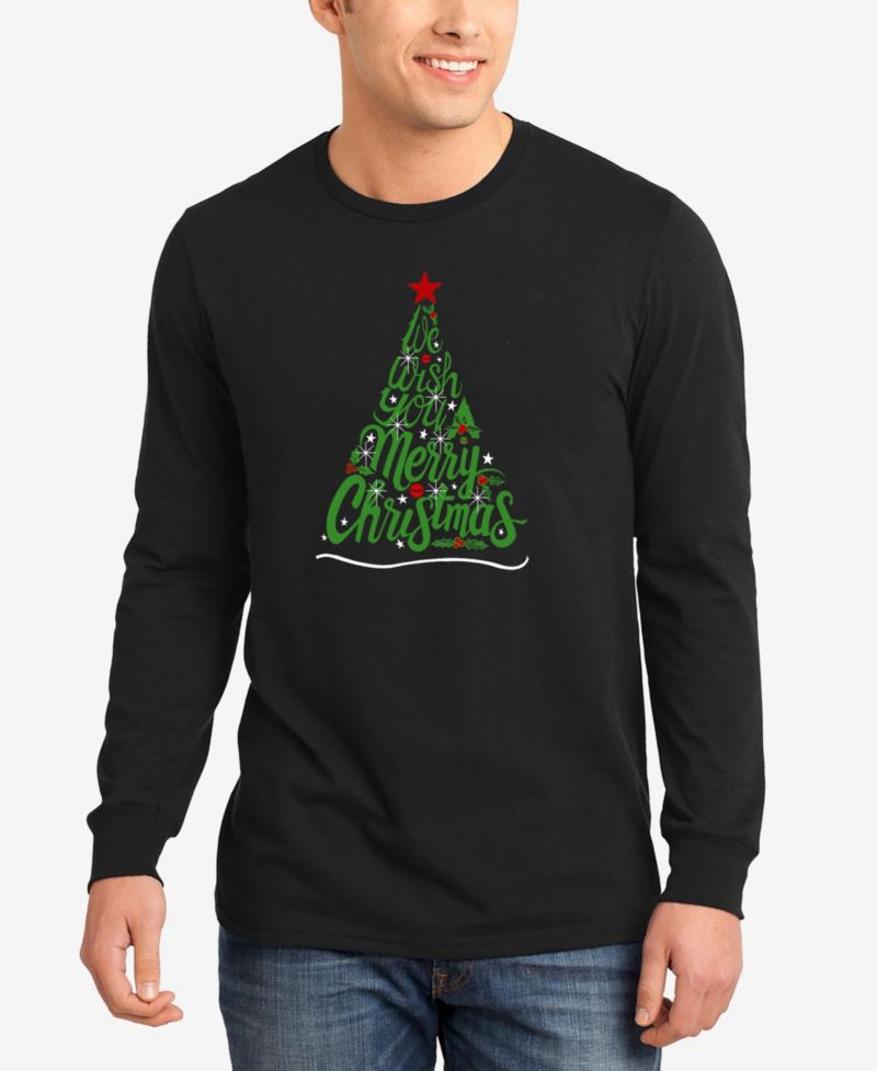 Men's We Wish You A Merry Christmas Word Art Long Sleeve T-Shirt