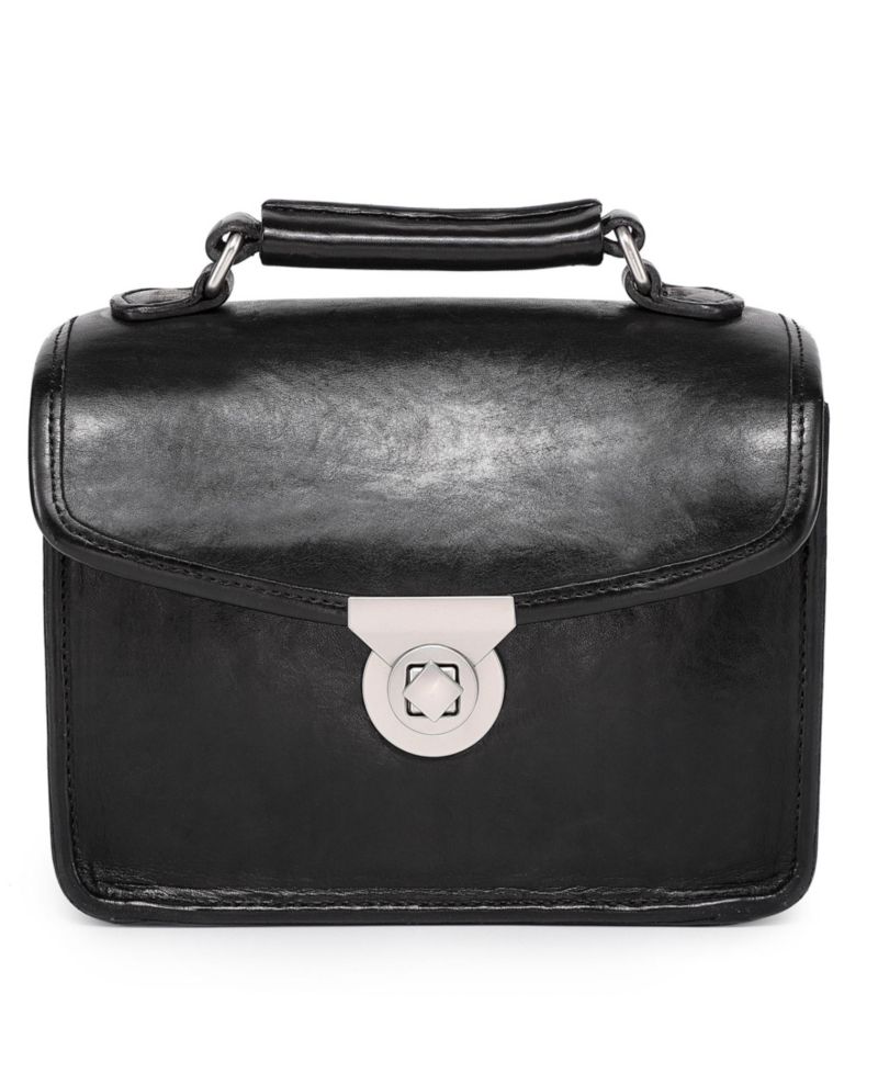 Laurel Mini Leather Convertible Pushlock Crossbody Bag