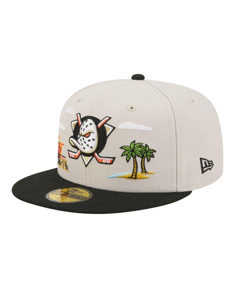 Men's Tan/Black Anaheim Ducks Localized City Icon 59FIFTY Fitted Hat