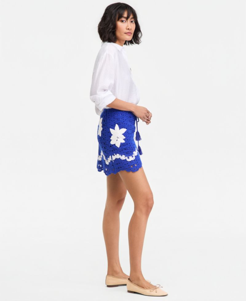 Women's 3D Flower Crochet Mini Skirt