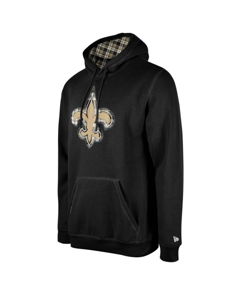 Men's Black New Orleans Saints 3rd Down Plaid Pullover Hoodie