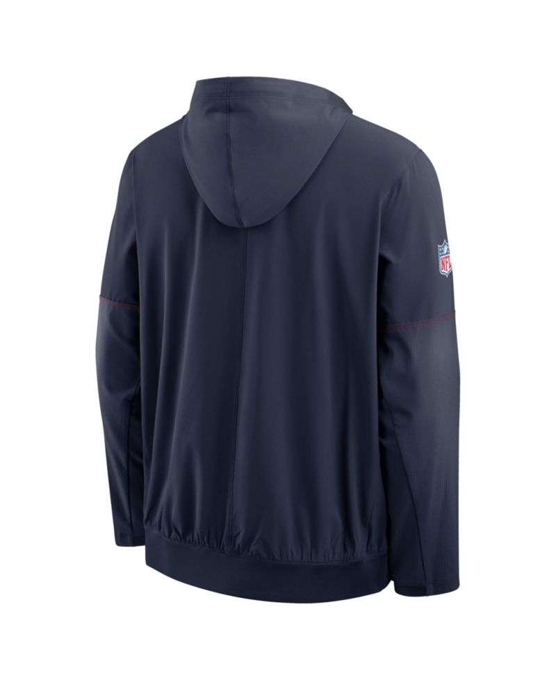 Men's Navy New England Patriots Sideline Anorak Half-Zip Hooded Jacket