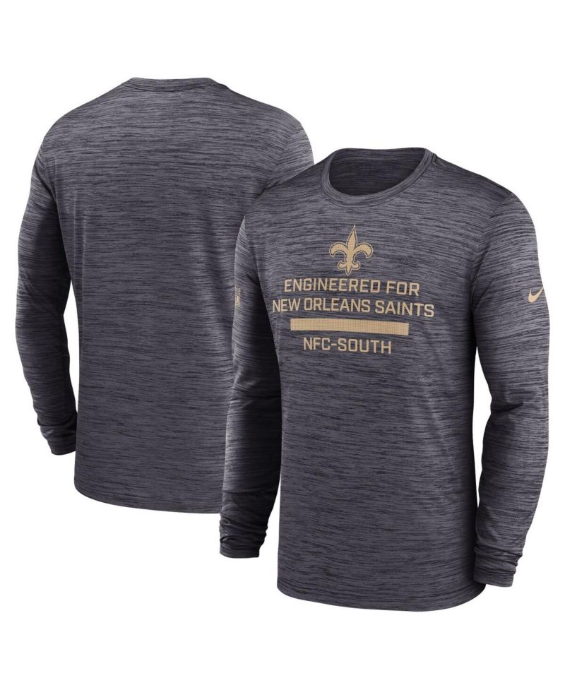 Men's Black New Orleans Saints Sideline Velocity Performance Long Sleeve T-Shirt