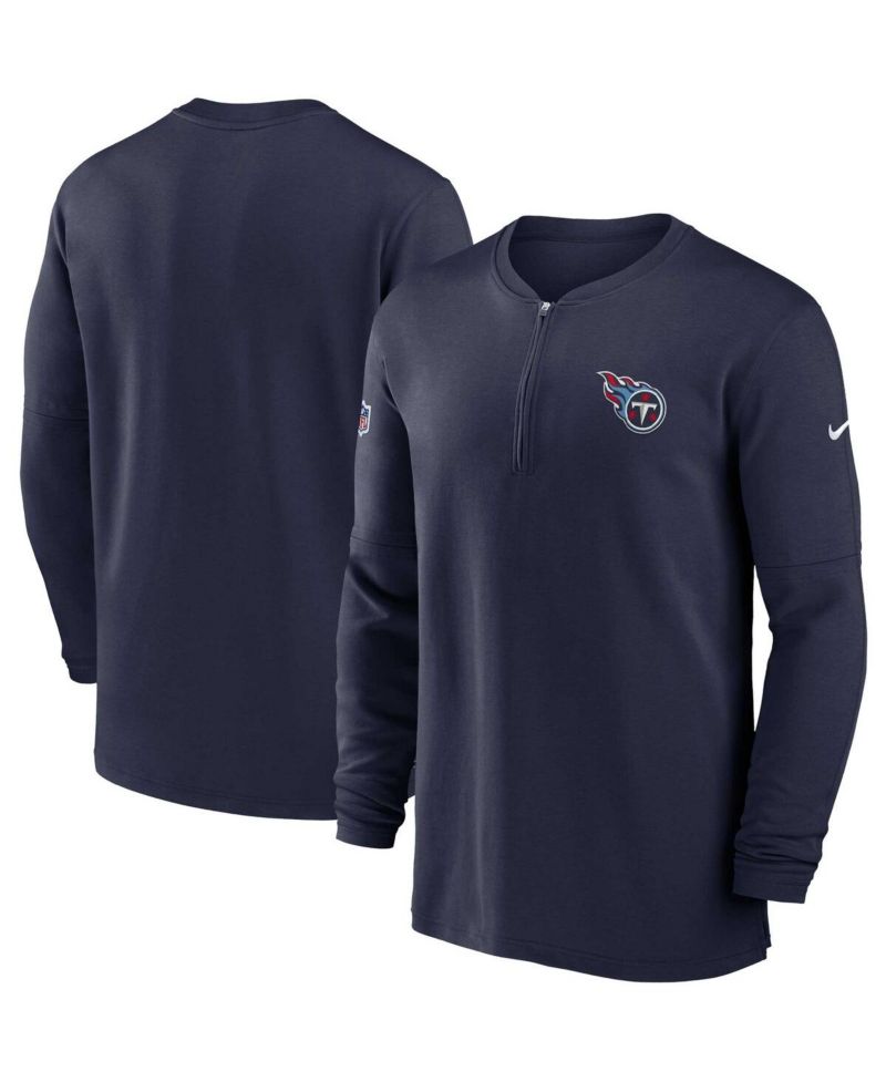 Men's Navy Tennessee Titans 2023 Sideline Performance Long Sleeve Quarter-Zip Top