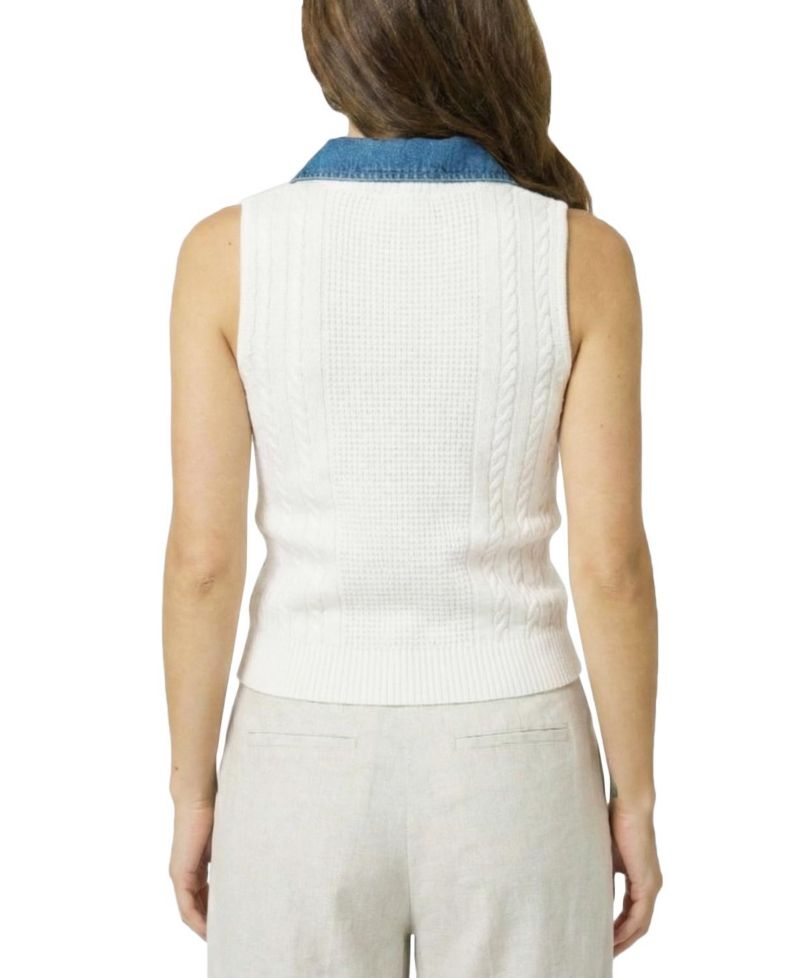 Women's Serena Mixed Stitch Denim Collar Shell