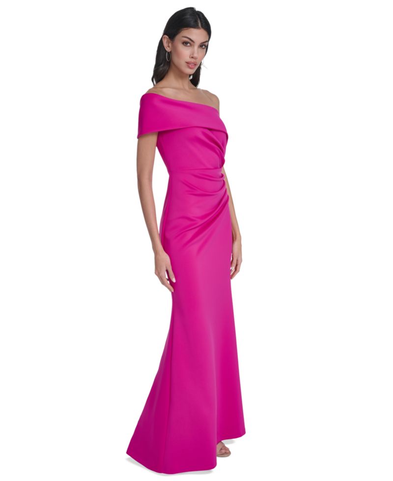 Women's One-Shoulder Side Tucks Gown