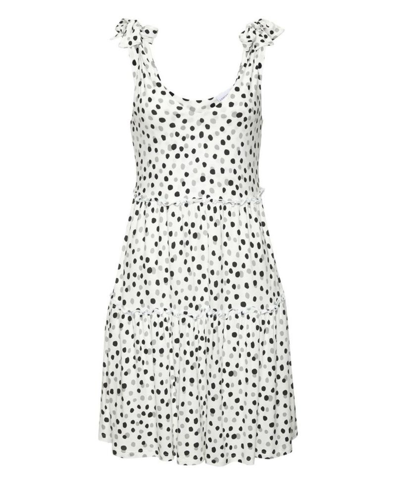Women's Viscose Printed Tie Strap Fit-and-Flare V-Neck Short Dress
