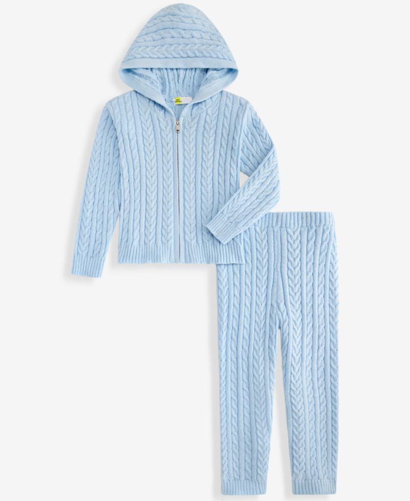 Toddler Girls' 12M-5T Dreamyarn Hooded Cable-Knit Hoodie and Pants, 2-Piece Set