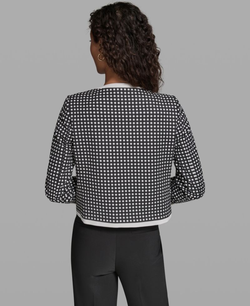 Women's Cotton-Blend Polka Dot Cropped Woven Jacket