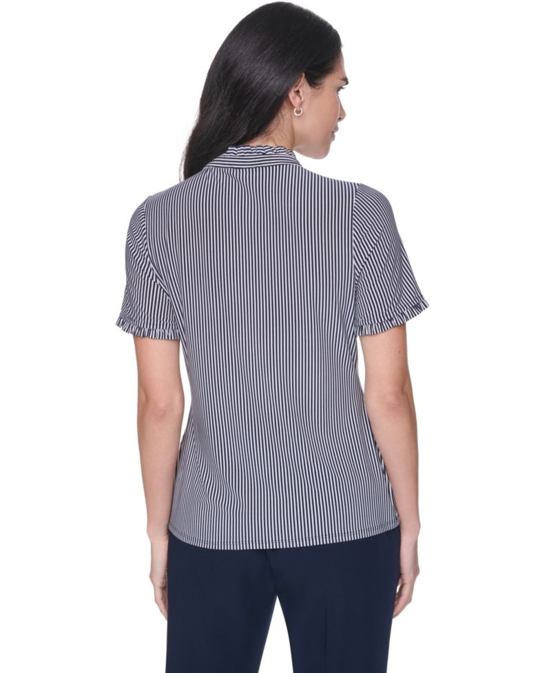 Women's Short-Sleeve Striped Ruffle Blouse