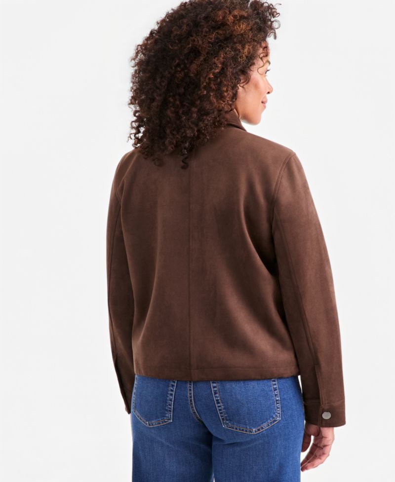 Petite Faux-Suede Bomber Jacket