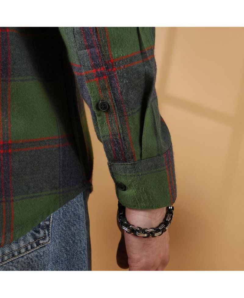 Men's Forest Green & Indigo Blue Buffalo Check Utility Shirt