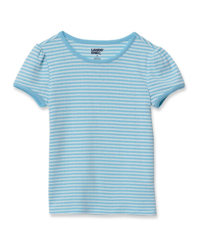 Girls Short Sleeve Pointelle Knit Tee
