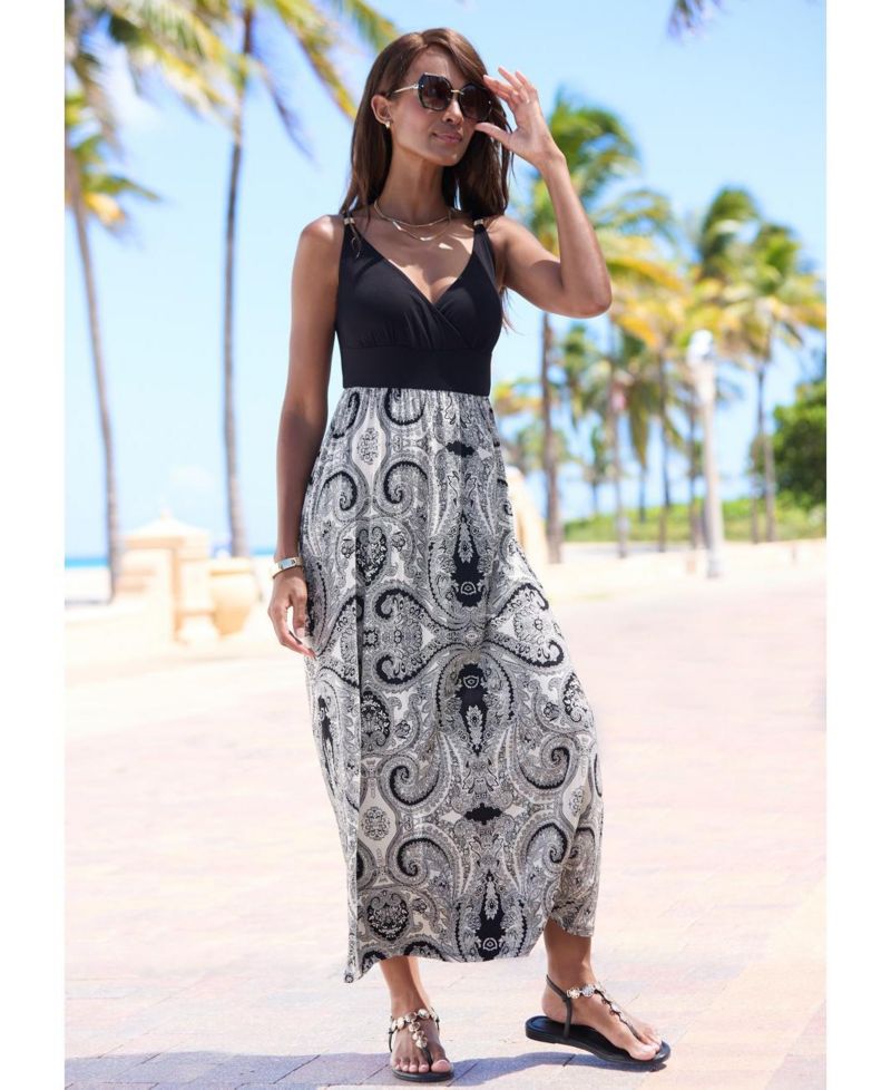 Women's Paisley Empire Waist Maxi Dress