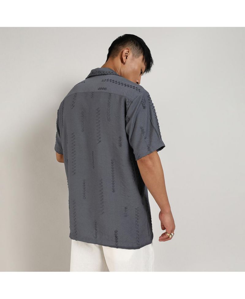 Men's Ash Grey Embroidered Twist Shirt