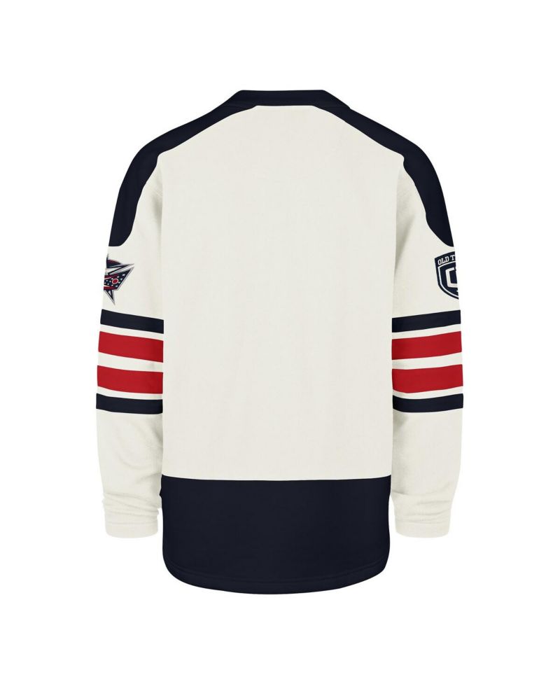 Men's Cream Columbus Blue Jackets Pond Hockey Trio Eternal Lacer Sweatshirt