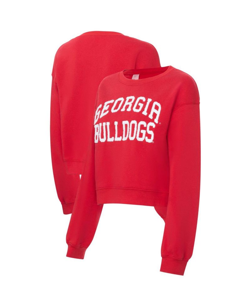 Women's Red Georgia Bulldogs Chenille Cropped Sweatshirt