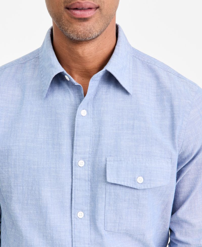 Men's Cotton Chambray Flap-Pocket Shirt