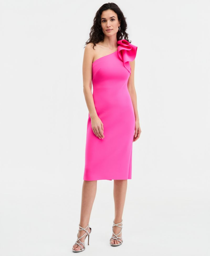 Women's Ruffled One-Shoulder Sleeveless Dress