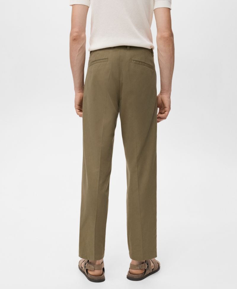 Men's Cotton-Blend Straight-Leg Pleated Pants