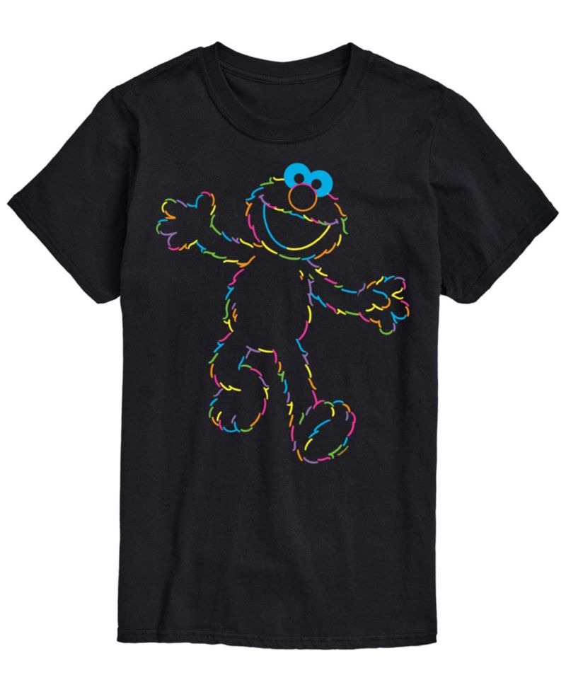 Men's Sesame Street Elmo Rainbow Lineart Short-Sleeve Graphic T-Shirt