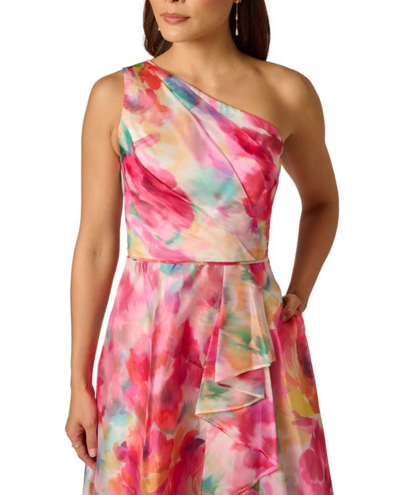 Women's Printed One-Shoulder High-Low Midi Dress