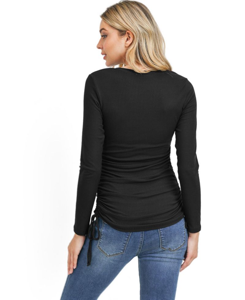 Maternity Ribbed Drawstring Top