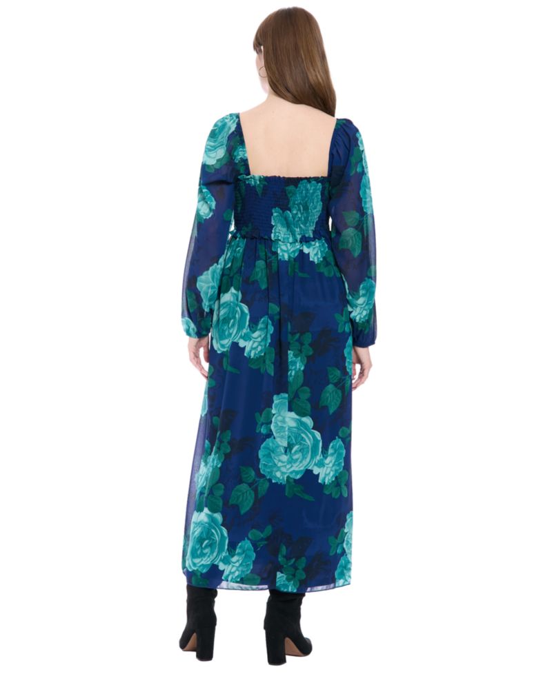 Women's Printed Smocked Back Pull-On Maxi Dress