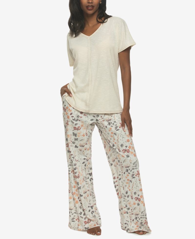 Women's Josephine V-Neck T-Shirt and Pants Pajama Set Style 900870