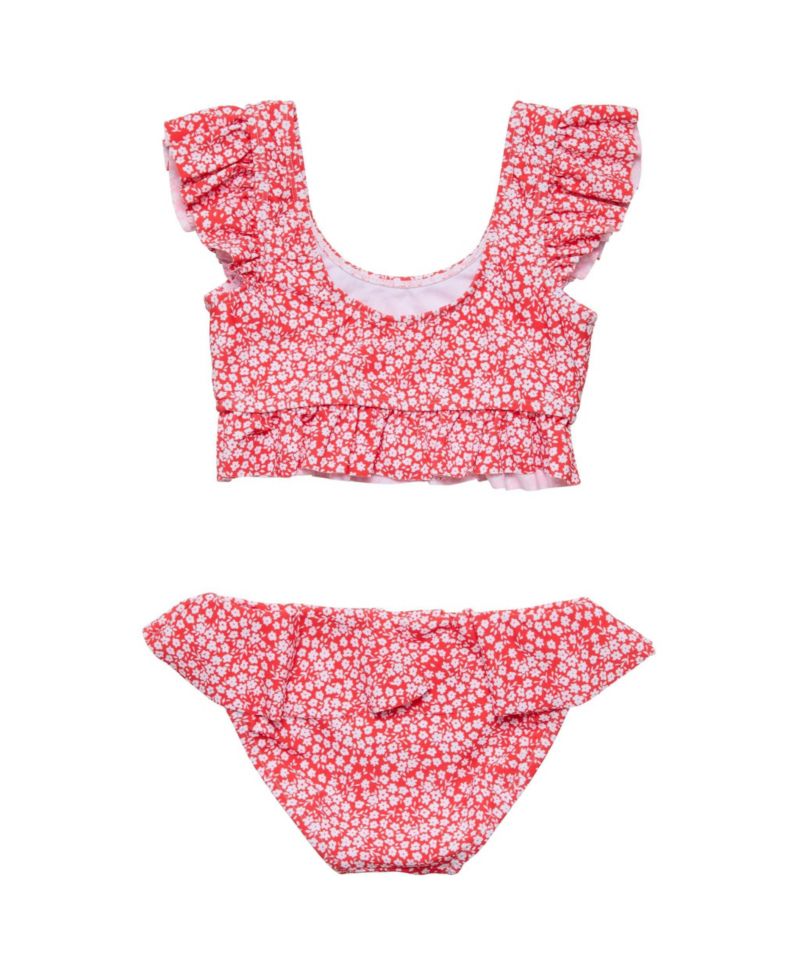 Little Girls Ditsy Bloom Frilled Crop Bikini