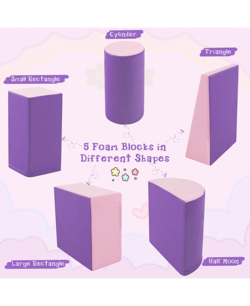 5 PCS Kids Climb and Crawl Activity Playset Soft Foam Block Toddler Play Structure