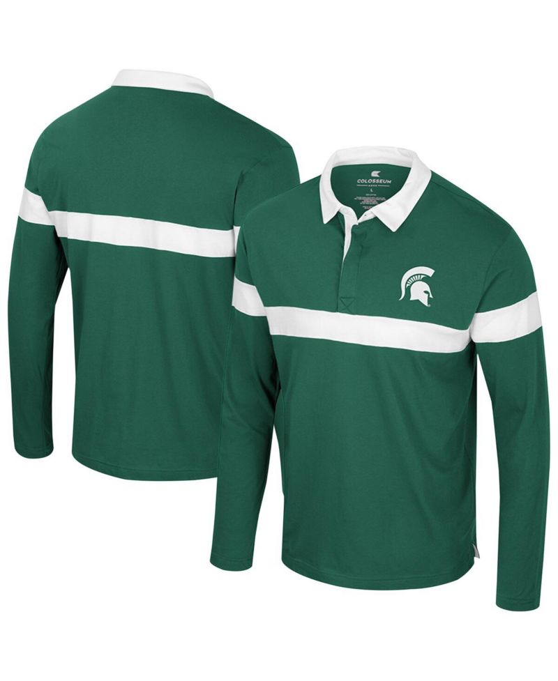 Men's Green Michigan State Spartans Too Cool For School Long Sleeve Polo Shirt