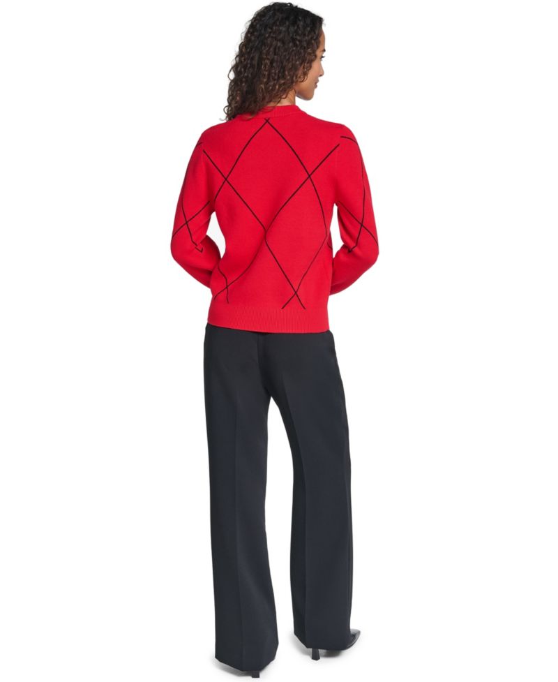Women's Argyle 3D Bow Sweater
