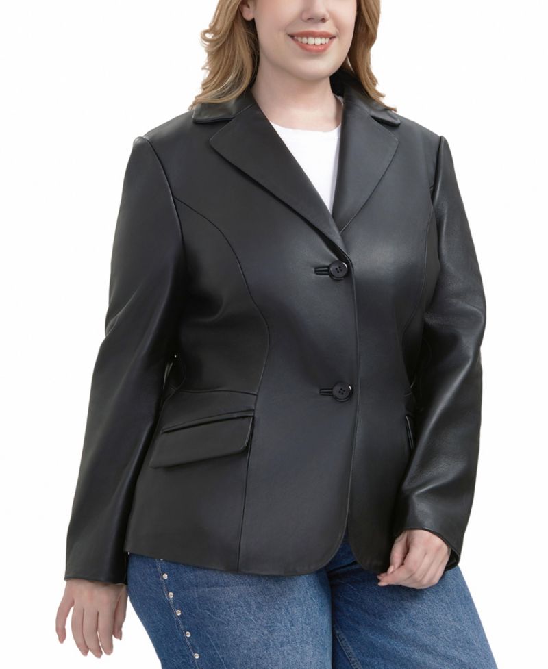 Plus Size Ruth Leather Blazer Jacket