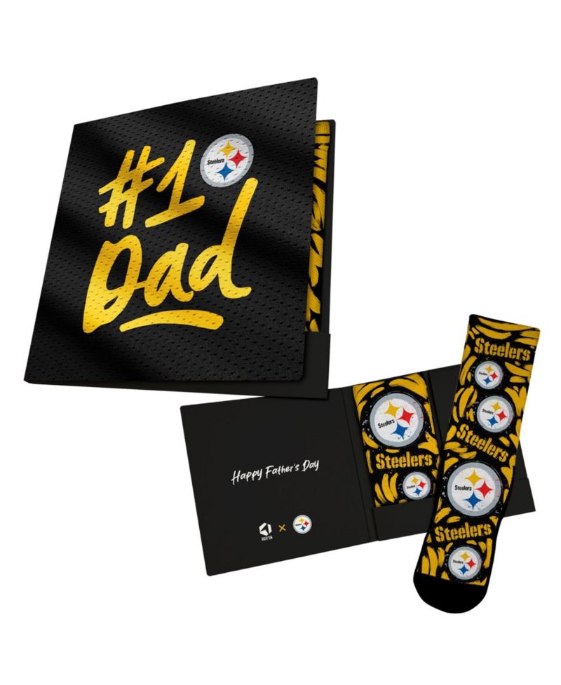 Men's and Women's Black Pittsburgh Steelers #1 Dad Gift Card Socks