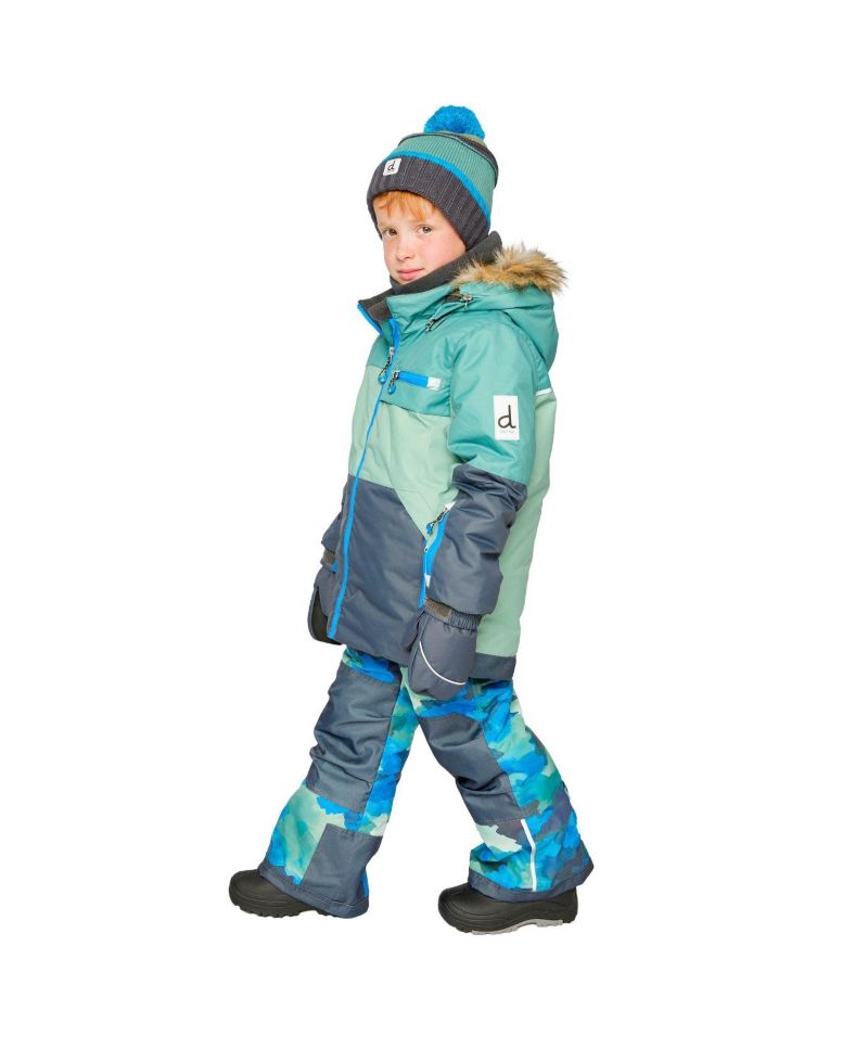 Little and Big Boy 6-14 Two Piece Play Snowsuit Colorblock with Camouflage Pants