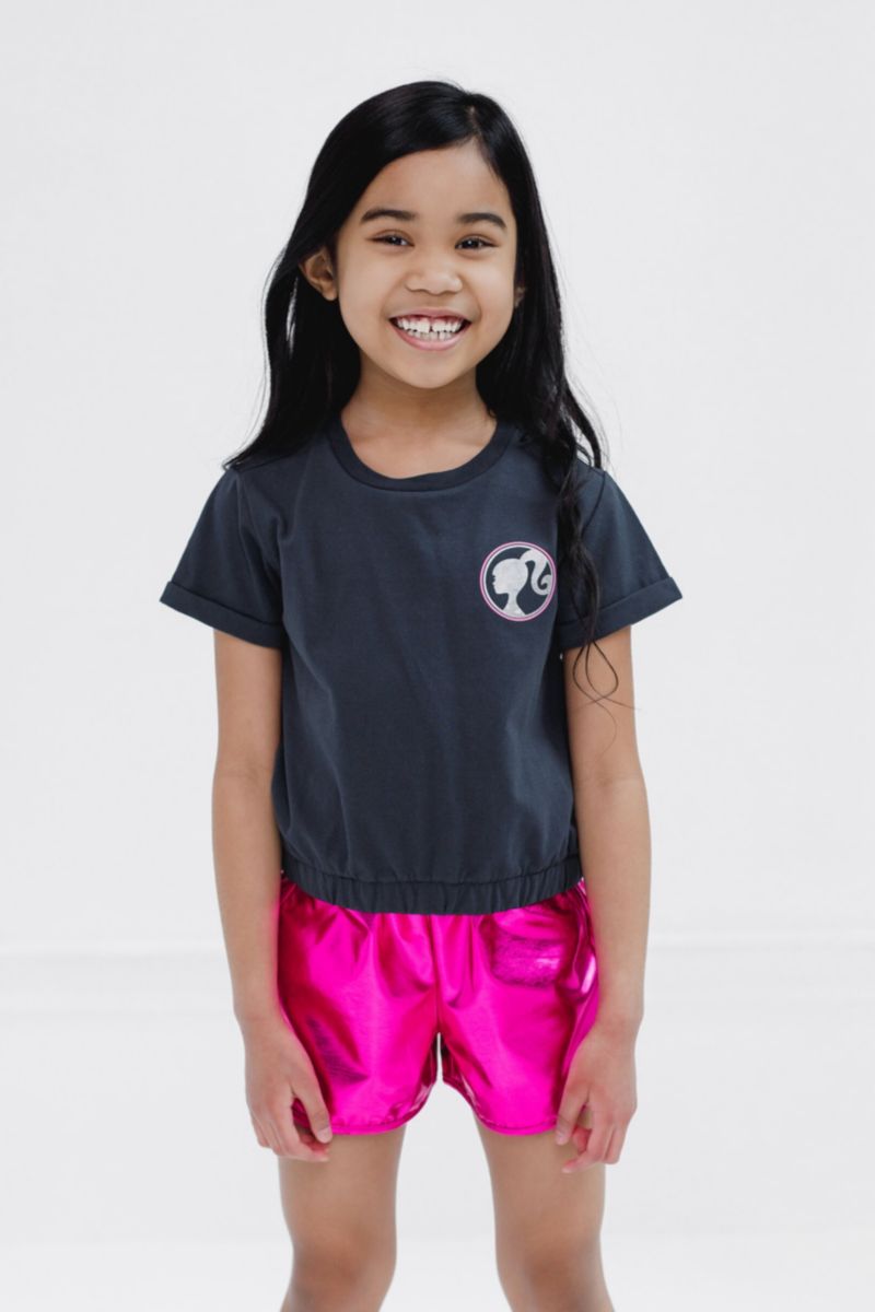 Girls T-Shirt and Crop Top Shorts Outfit Set
