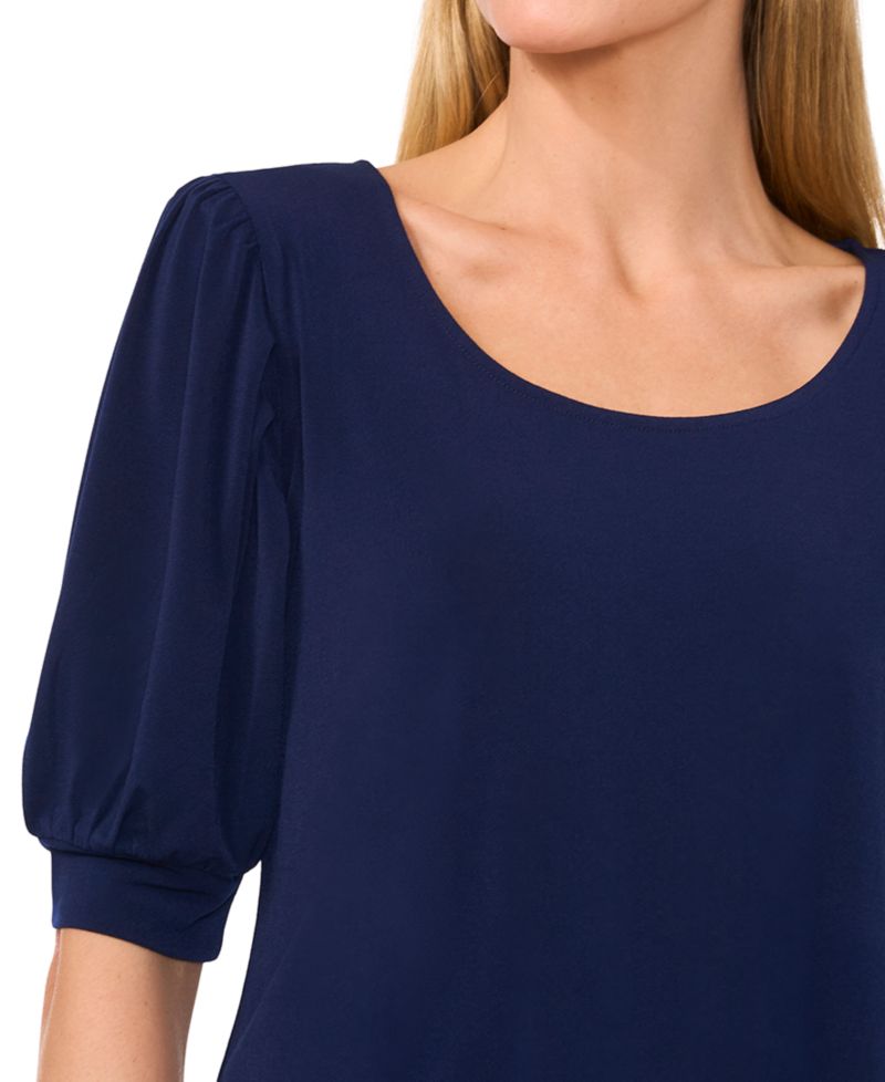 Women's Crewneck 3/4-Sleeve Shirred Top